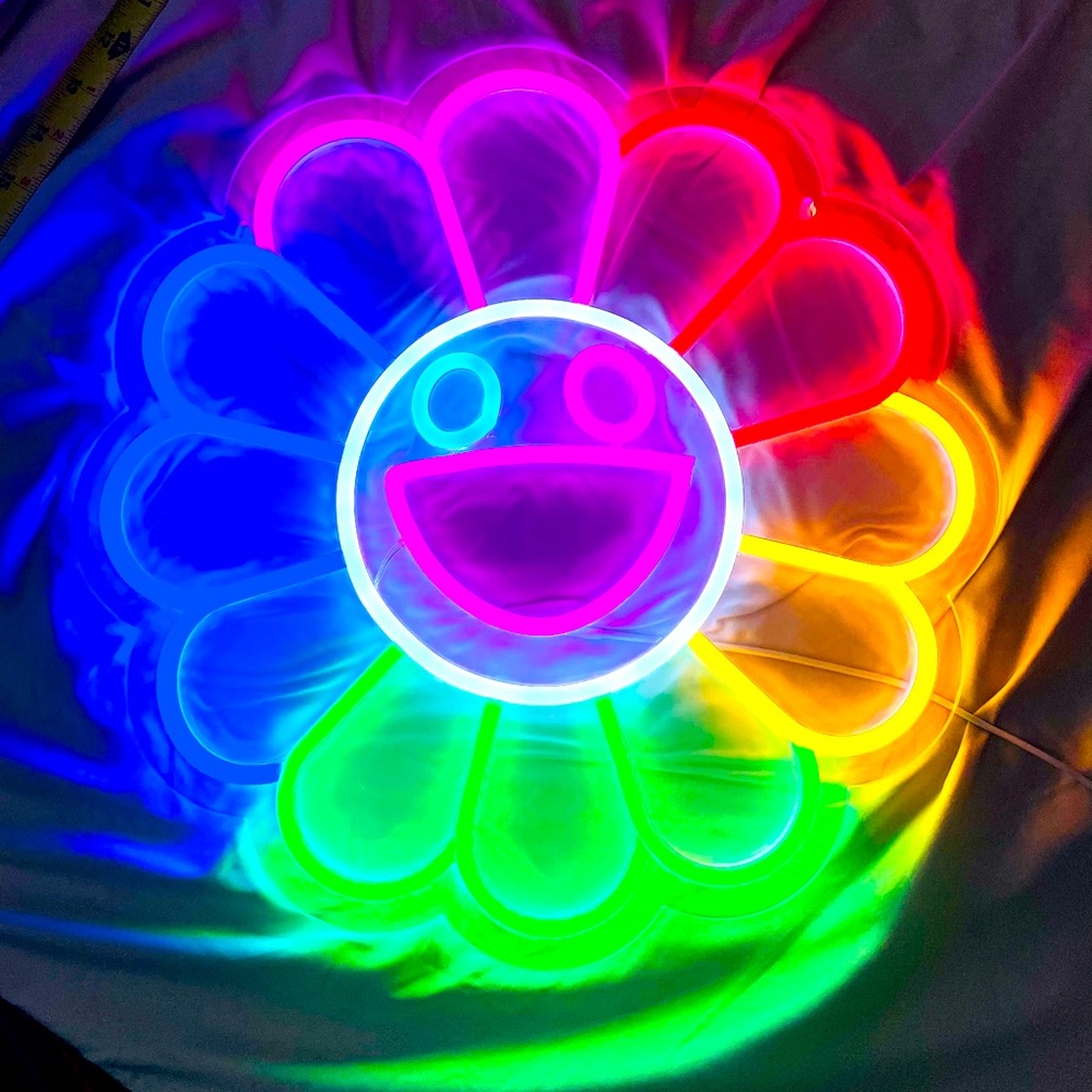 Murakami Flower Rainbow LED Neon Light Sign Bedroom Home Wall Game Room Decor
